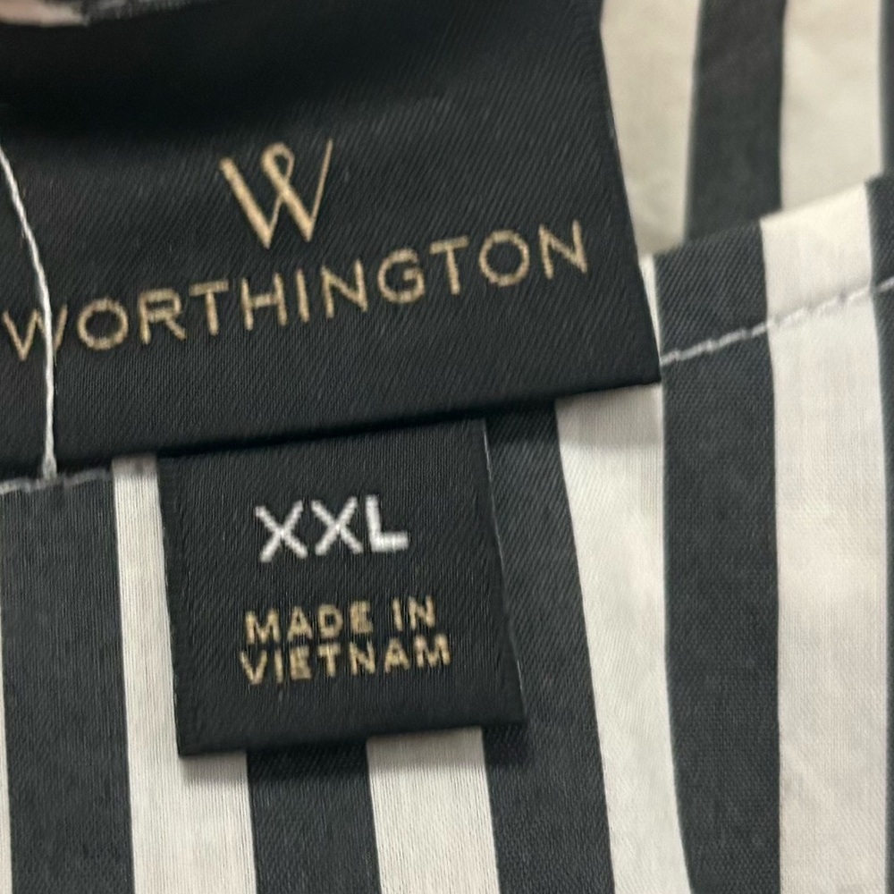 Worthington White and Gray Boxy Tie Front Blouse - Picture 5 of 8